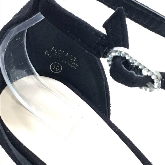 Lov Mark Black Suede Open Toe Heeled Sandals - Picture 9 of 12